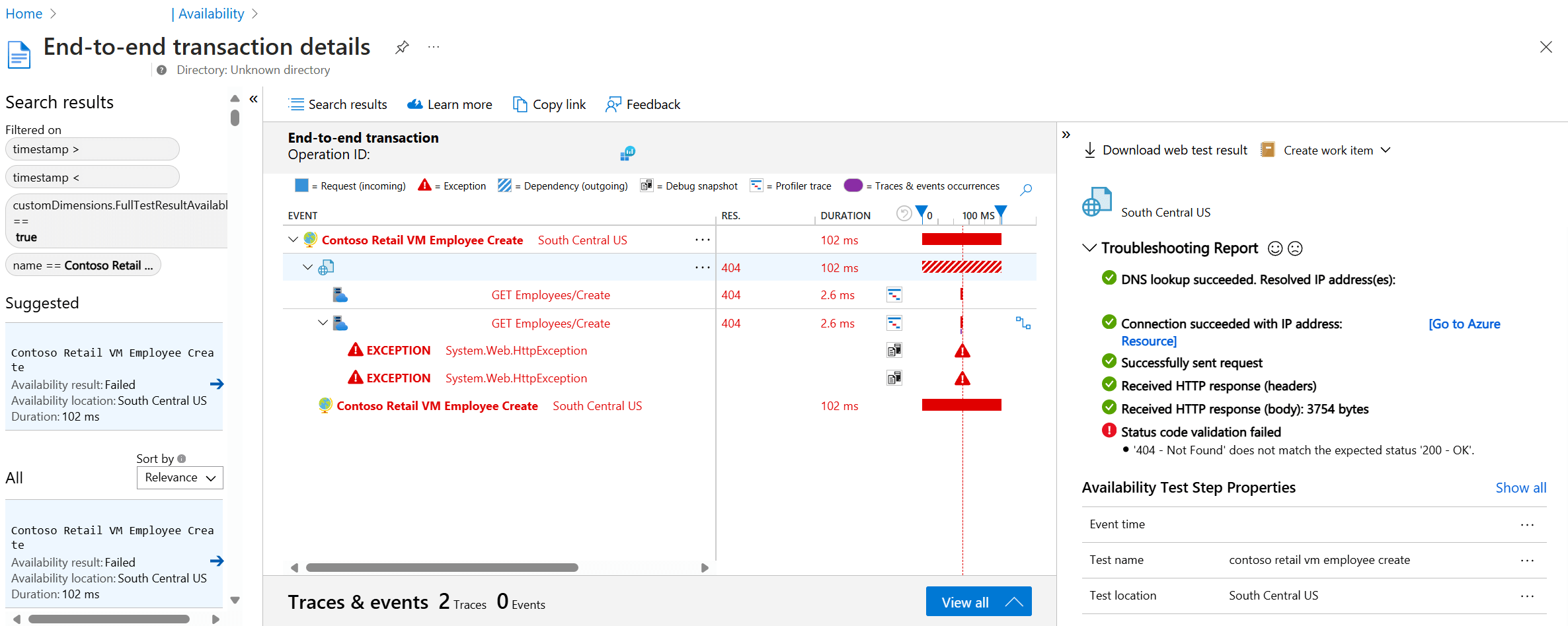 Screenshot showing the End-to-end transaction details tab.