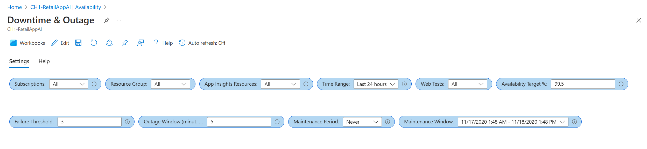 Screenshot showing parameters.