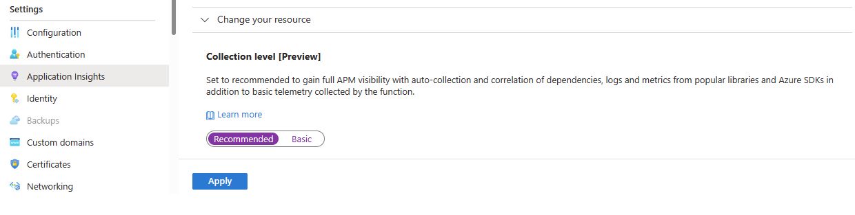Screenshot that shows the how to enable the AppInsights Java Agent.