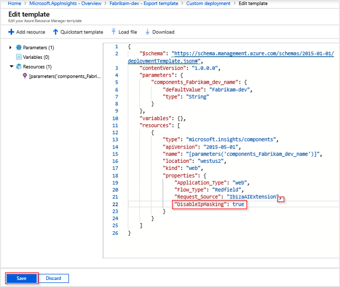 Screenshot that shows the addition of a comma and a new line after the property for request source.