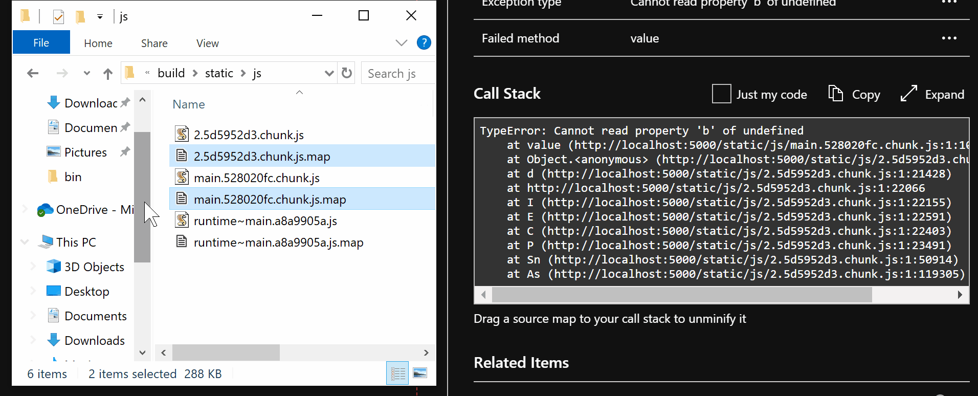 Animation demonstrating unminify feature.