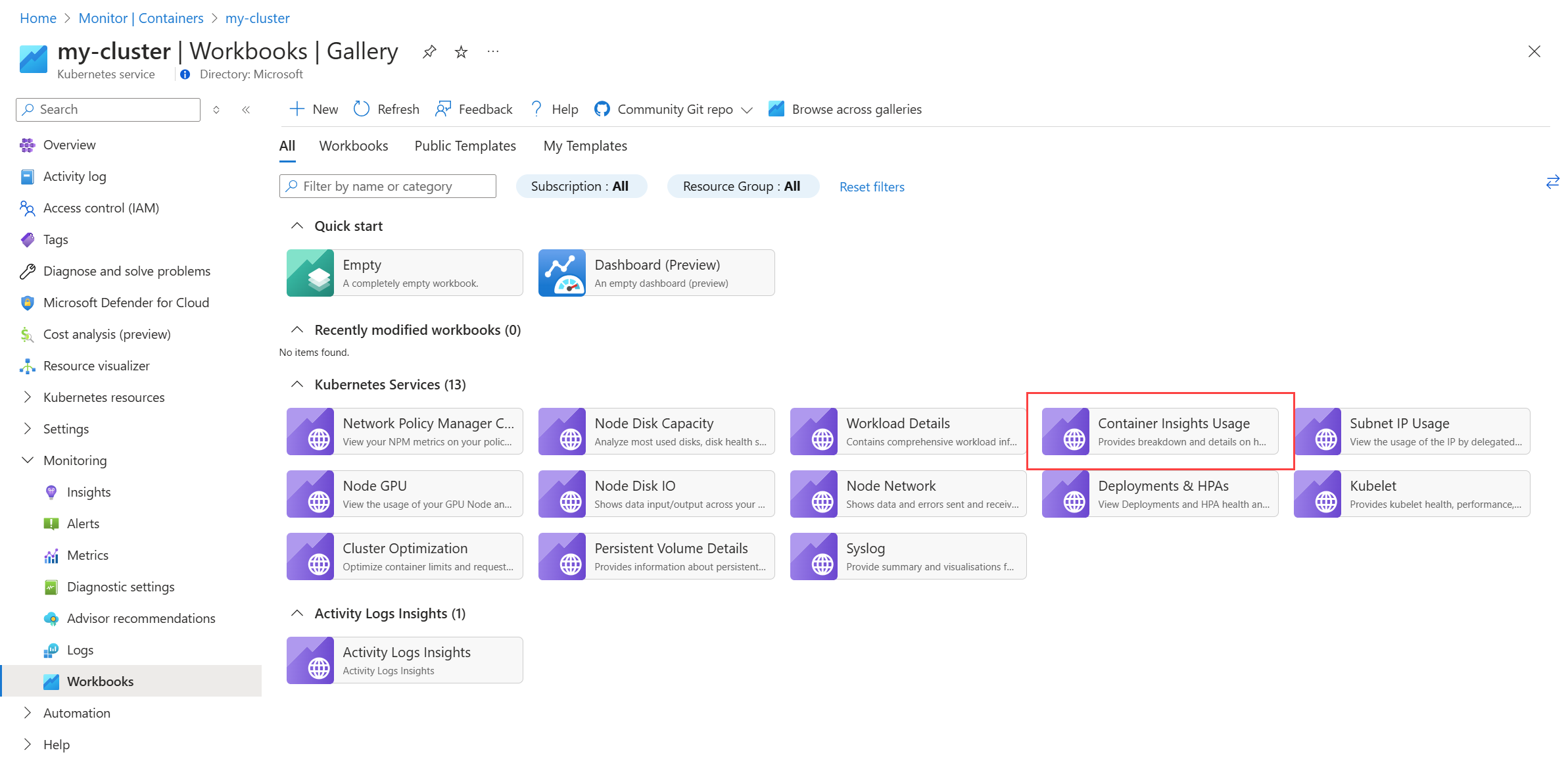 Screenshot that shows the View Workbooks dropdown list.