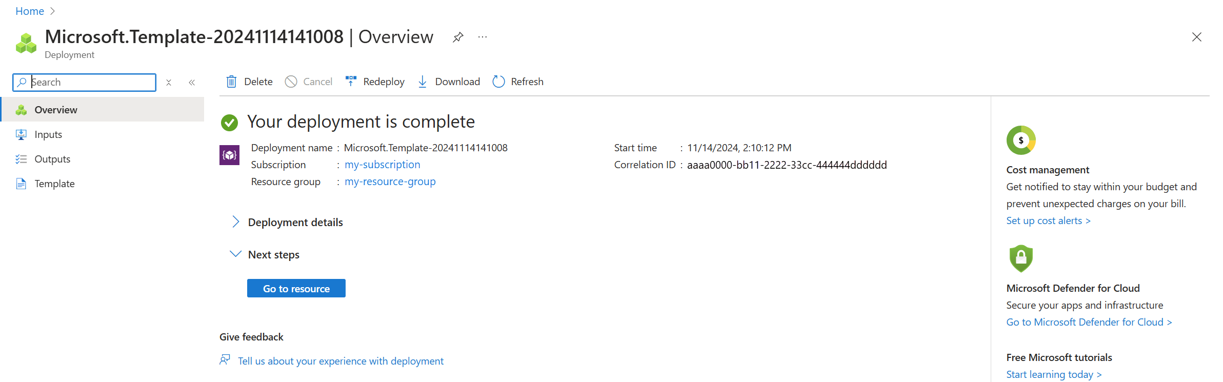 Screenshot that shows a successful deployment for a data collection rule in the Azure portal.