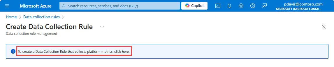 A screenshot showing the create data collection rule page.