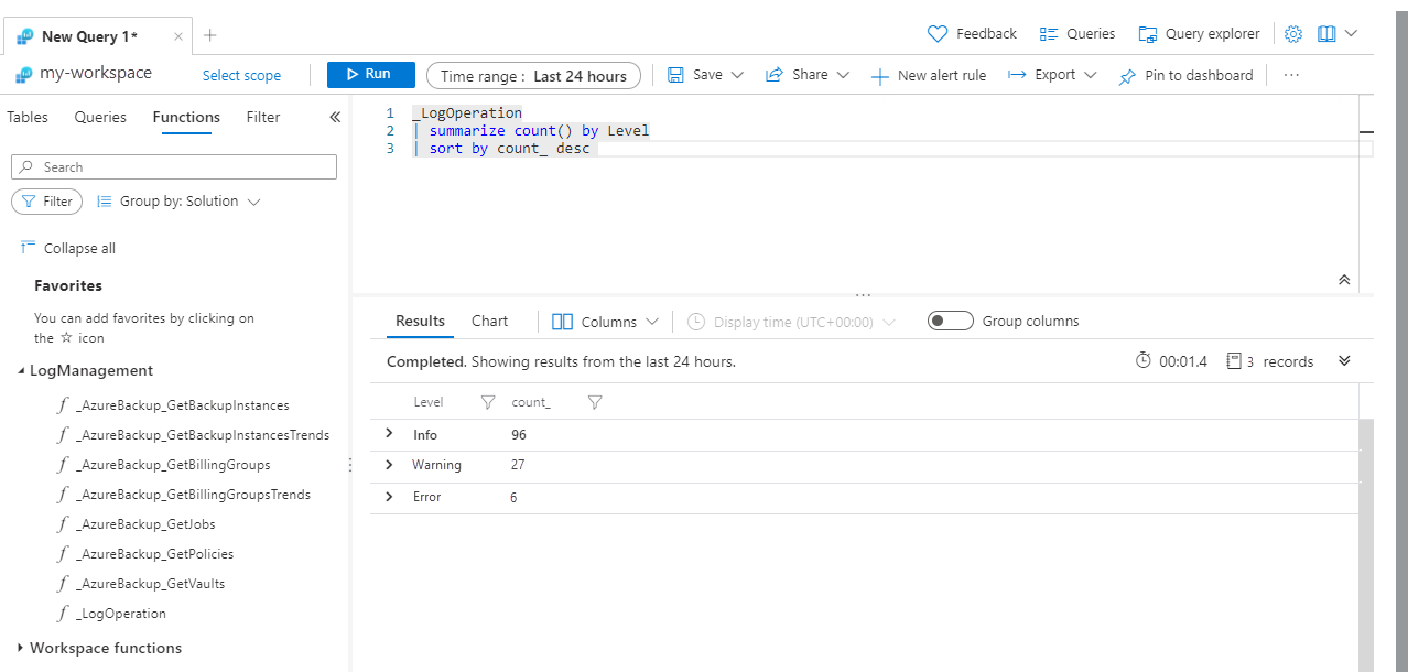 Screenshot that shows using a function.