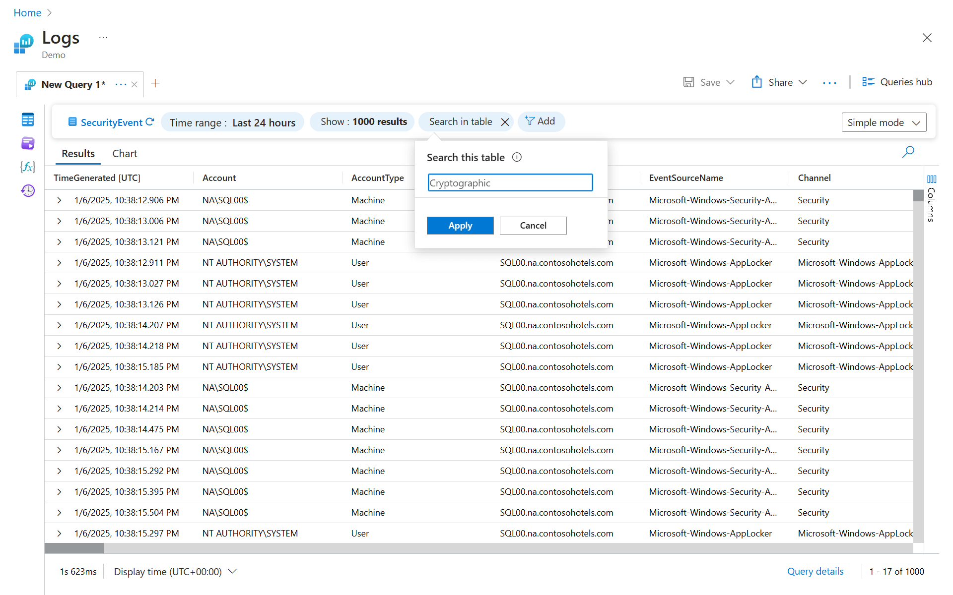 Screenshot shows the Search field in simple mode.