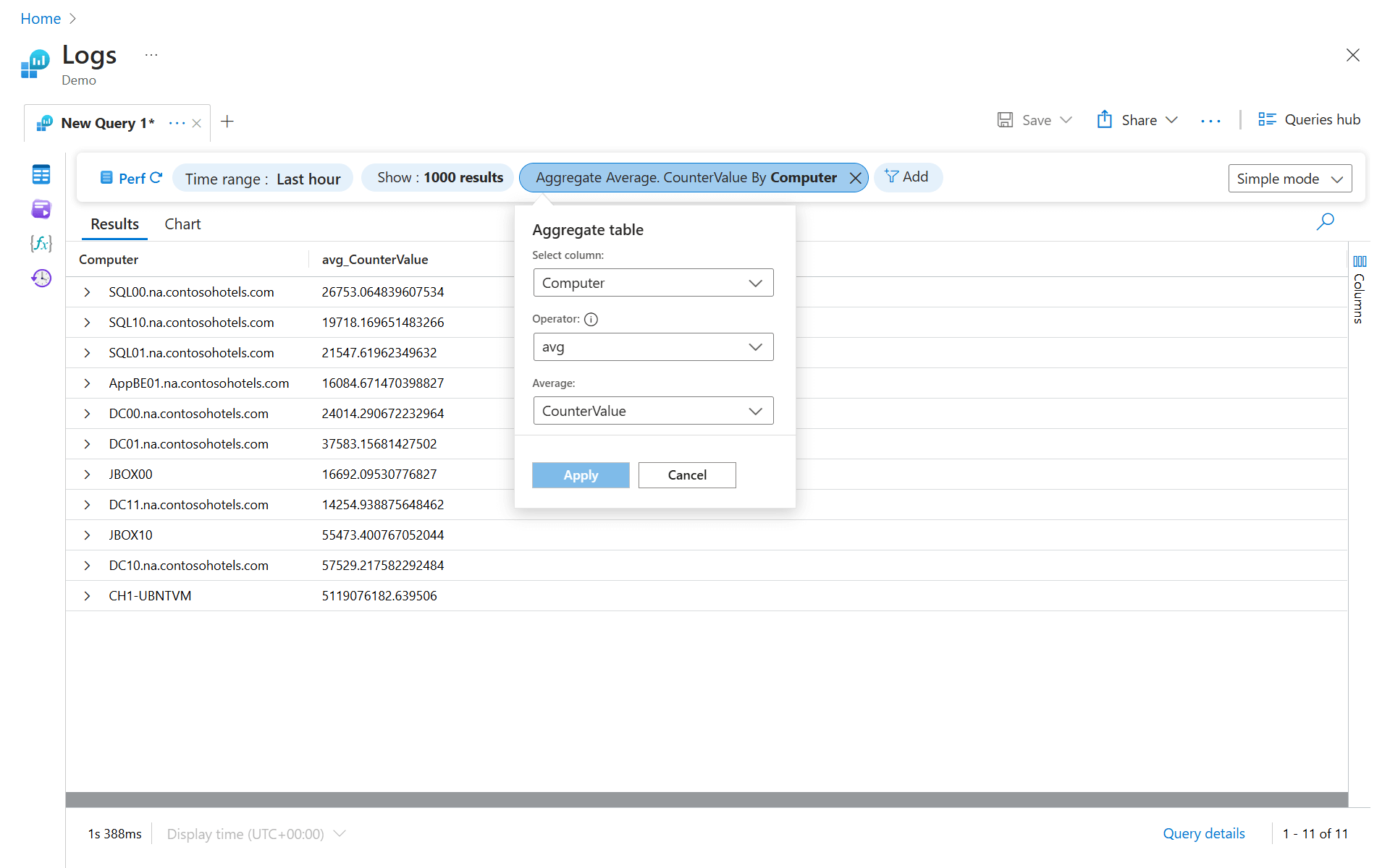 Screenshot that shows the selected values for statistical calculations in simple mode.