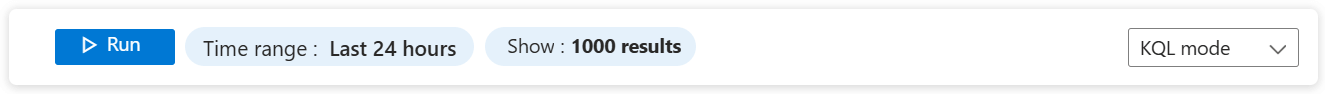 Screenshot that shows the top action bar in KQL mode.
