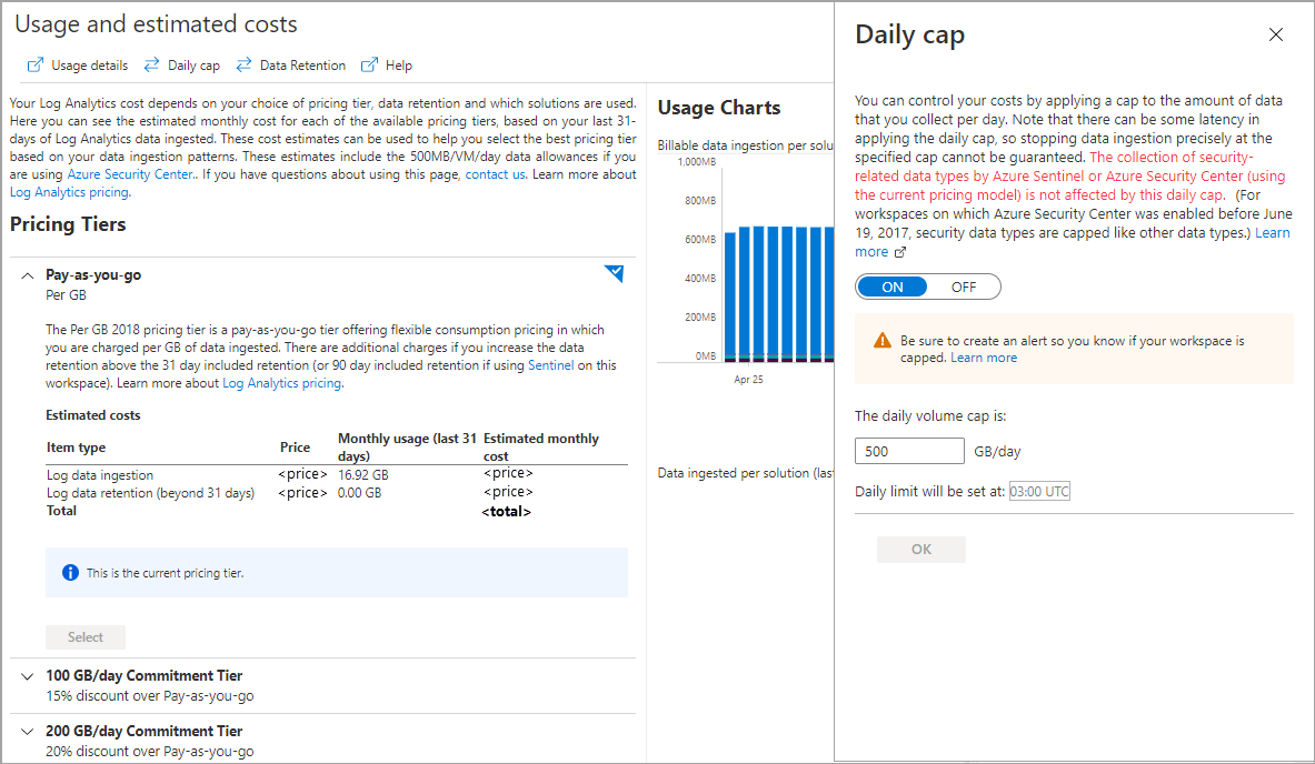 Log Analytics configure data limit