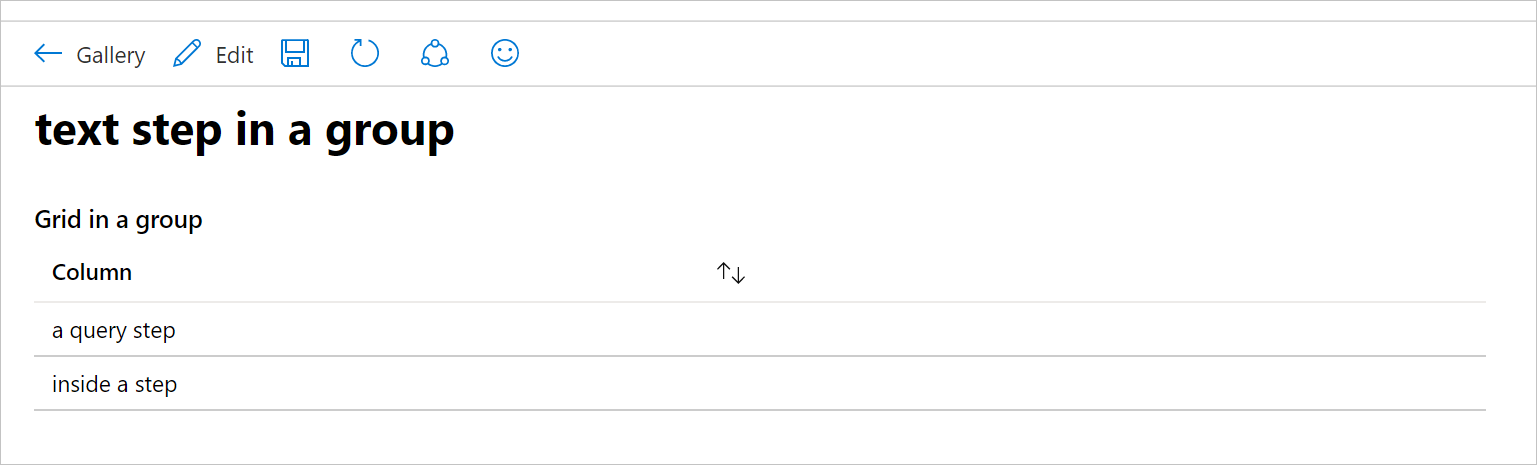 Screenshot showing a group in read mode in a workbook.