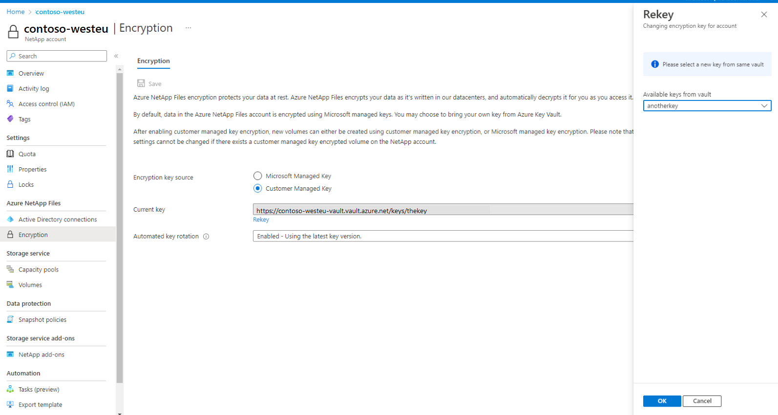 Screenshot of the rekey menu.
