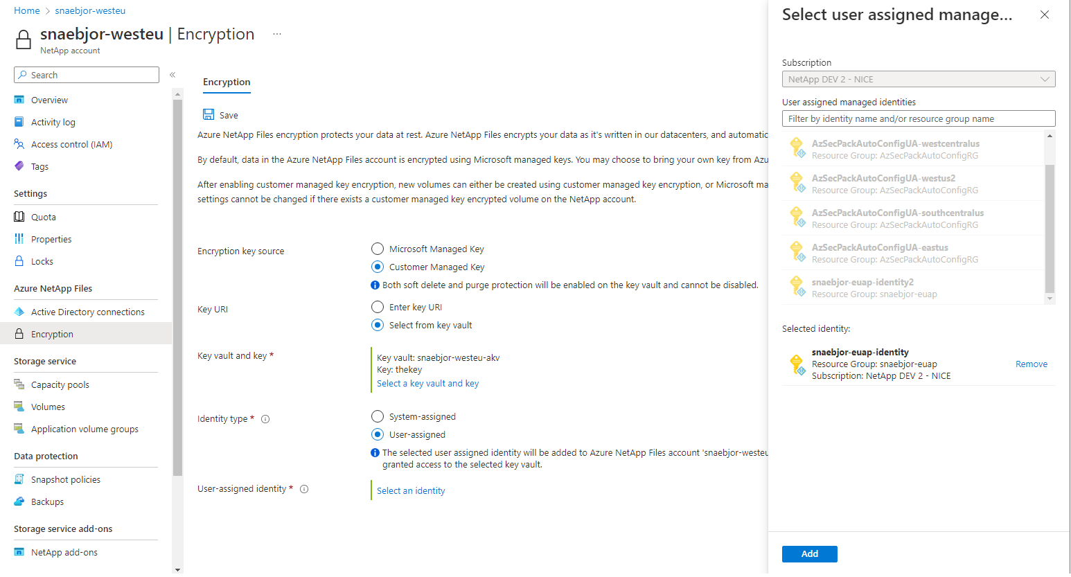 Screenshot of user-assigned submenu.