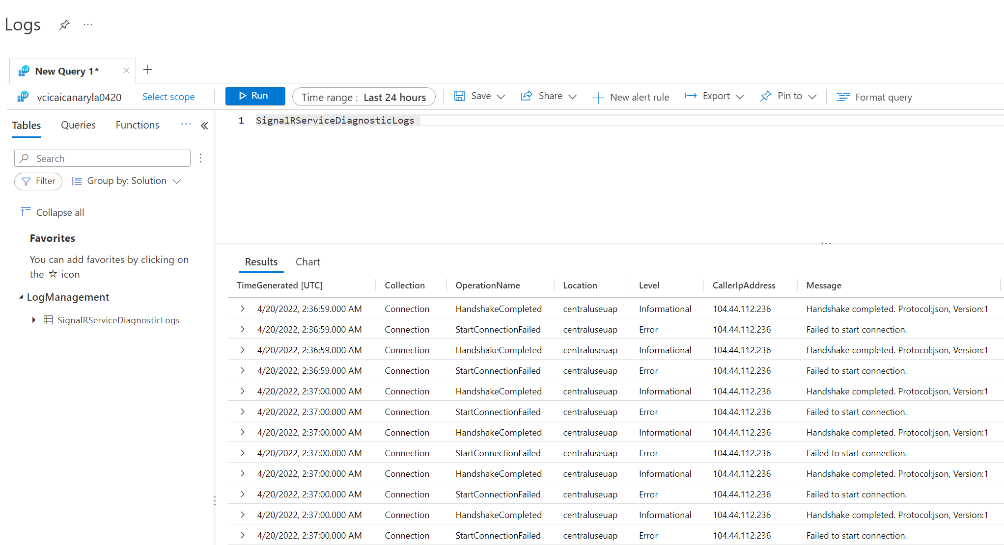 Query log in Log Analytics