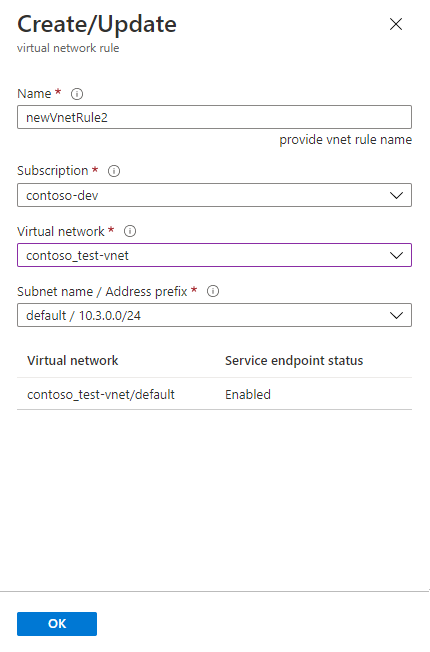 Screenshot that shows filling in boxes for the new rule.