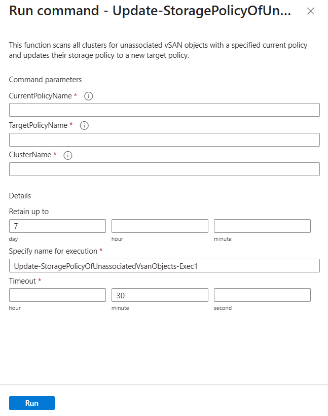 Screenshot that shows how to update unassociated storage policies.