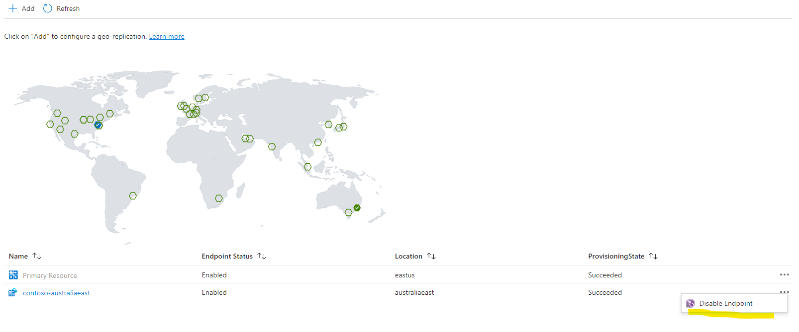 Replica Endpoint Modify Diagram of Azure  Web PubSub replica endpoint modification.