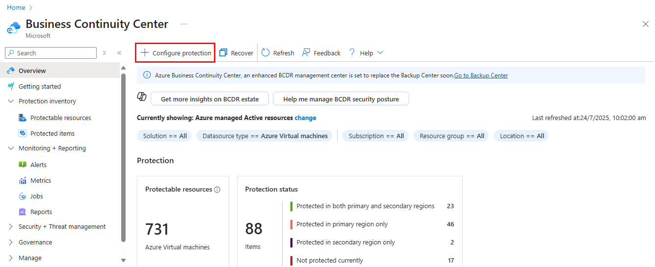 Screenshot shows how to start configuring system backup.