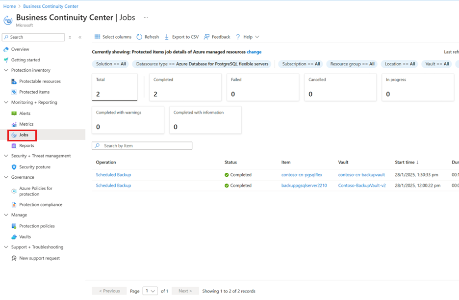 screenshot shows how to view the jobs.