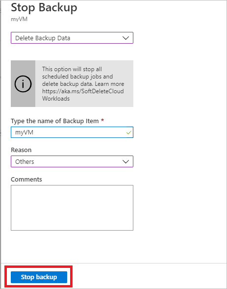Screenshot shows how to enter the name of the backup item.