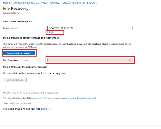 File recovery menu