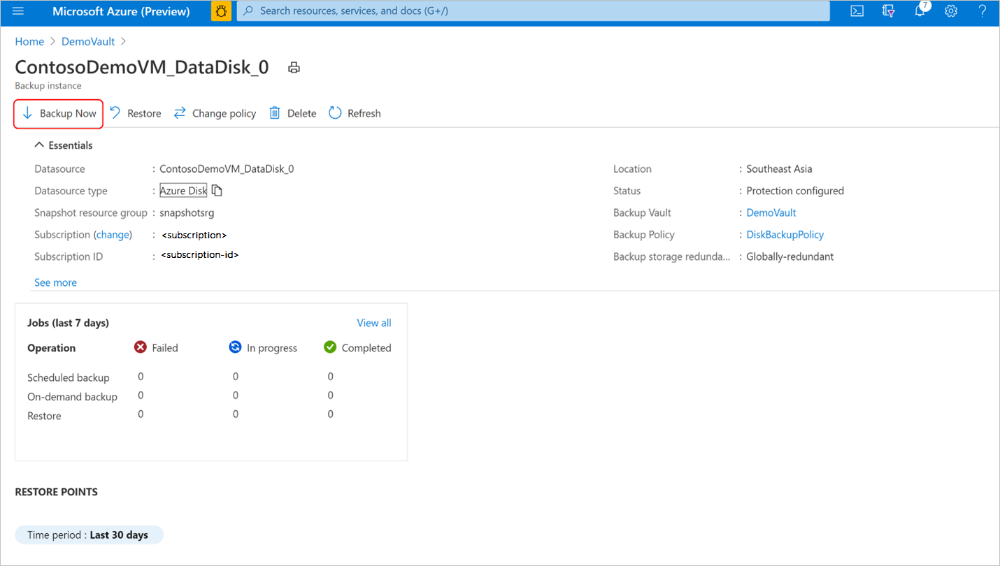 Screenshot shows how to select Backup Now.