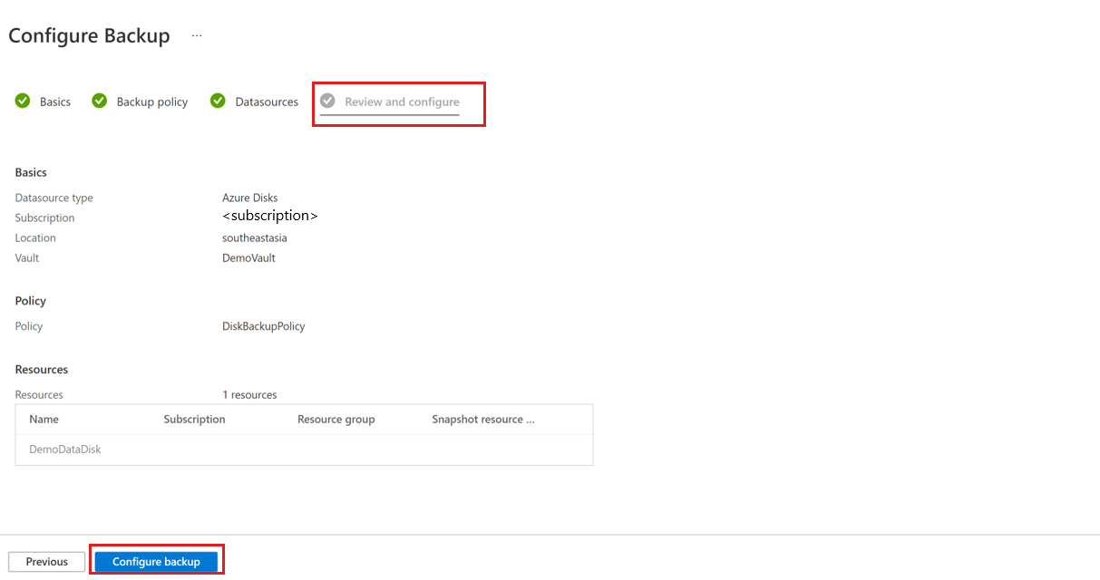 Screenshot shows how to configure backup of selected disks.