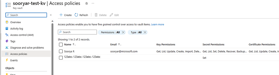 Screenshot shows how to start creating a Key Vault.