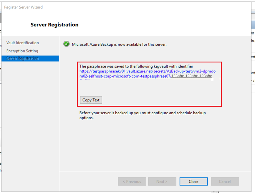 Screenshot shows the option to copy the identifier to the Secret gets creates.