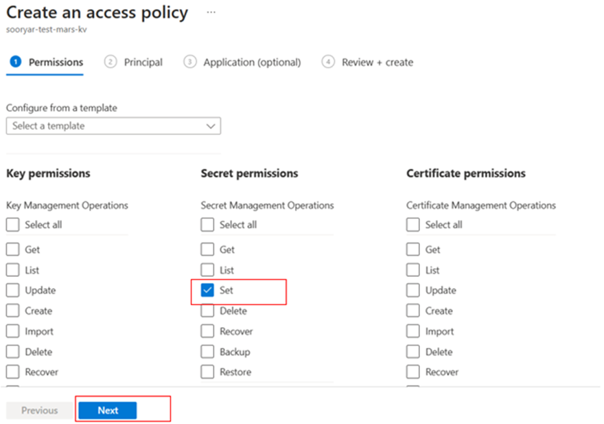 Screenshot shows how to start setting permissions.