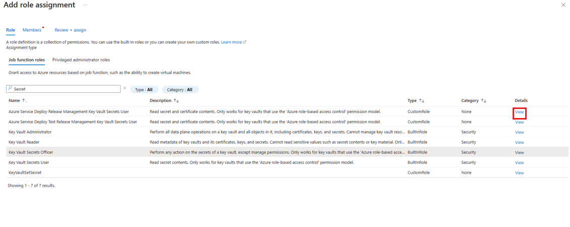 Screenshot shows how to view the permission details.