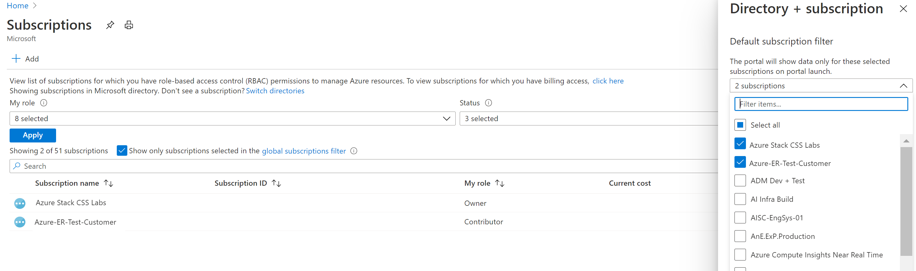 Global subscriptions filter.