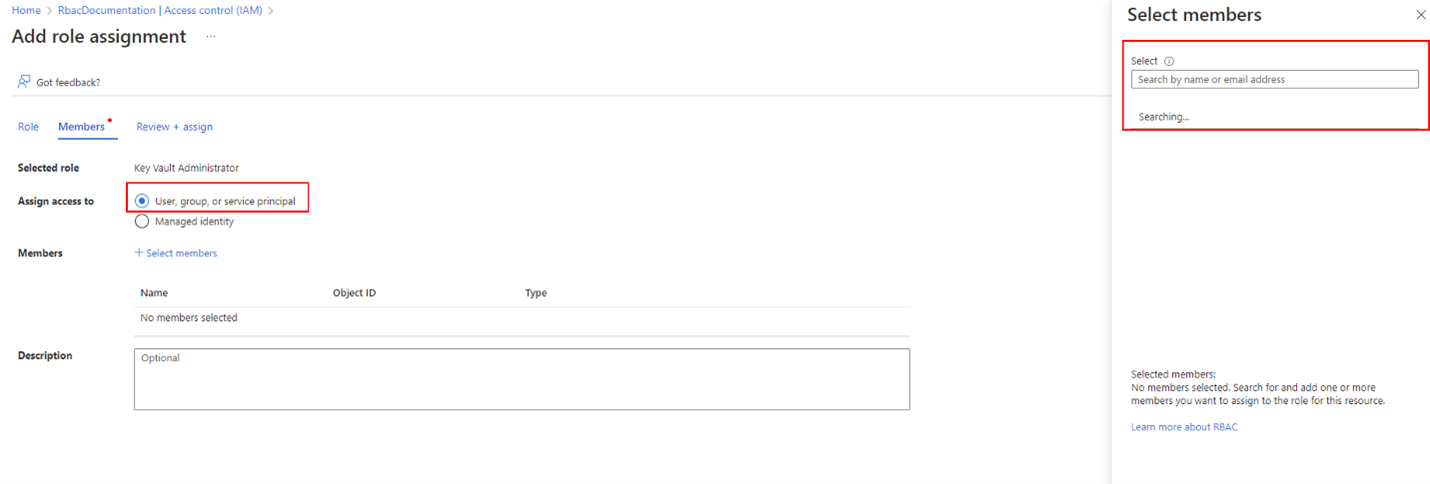 Screenshot of a role assignment on the Access control page.