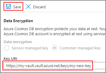 Screenshot of the Save option on the Key page.