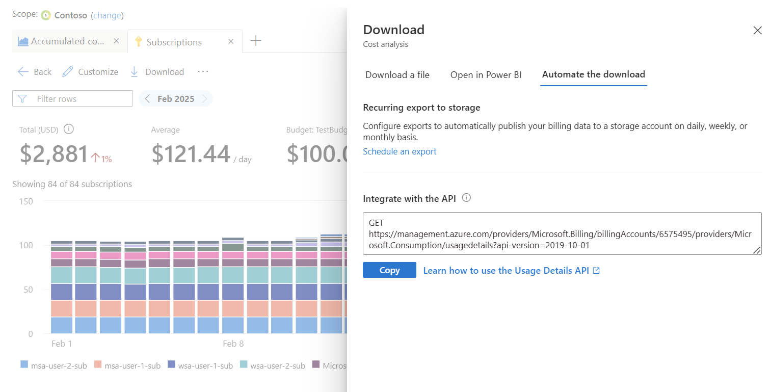 Screenshot showing the Download - Automate the download options.