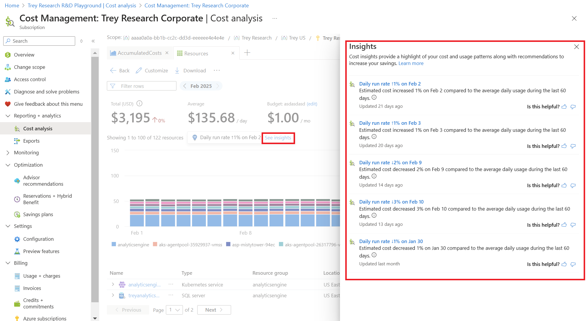 Screenshot showing insights.