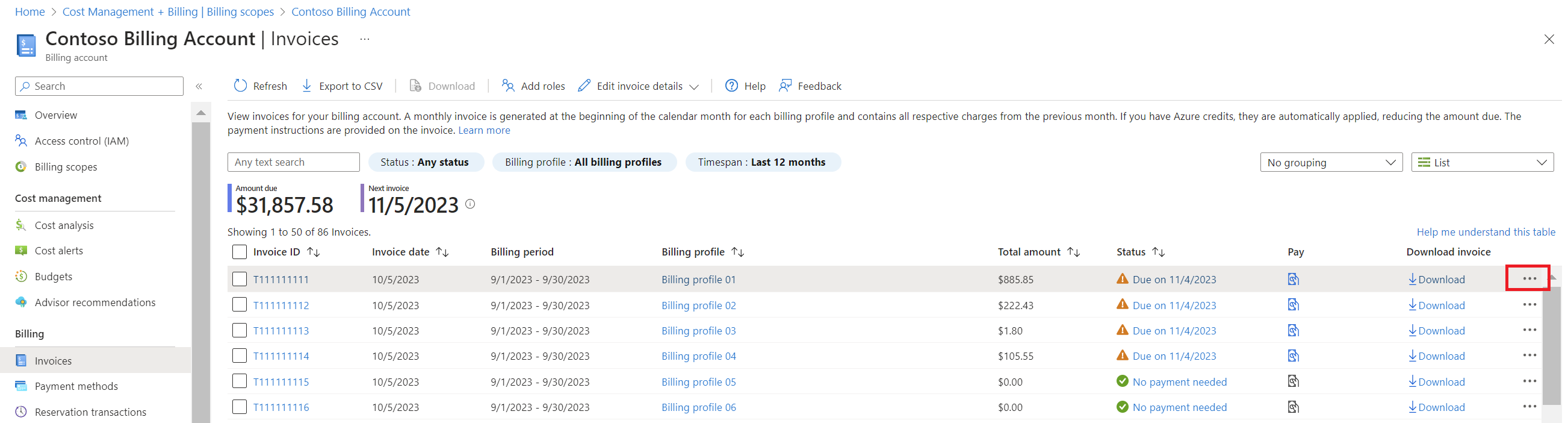 Screenshot that shows the ellipsis selected.