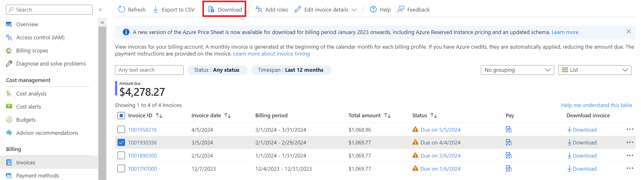 Screenshot that shows Download option.