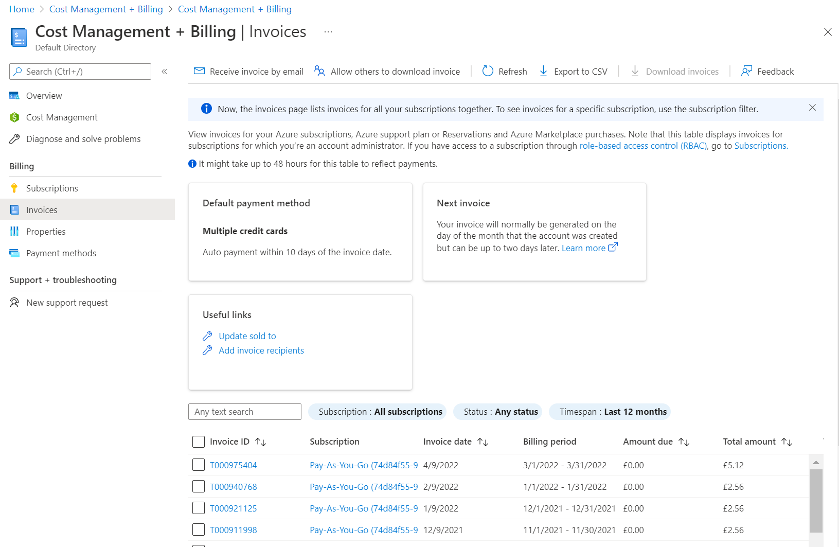 Screenshot showing navigation to Receive invoice by email.