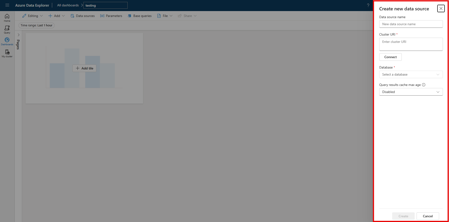 Data source pane.