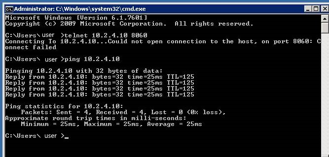Screenshot of the "Could not open connection to the host" command-line error.