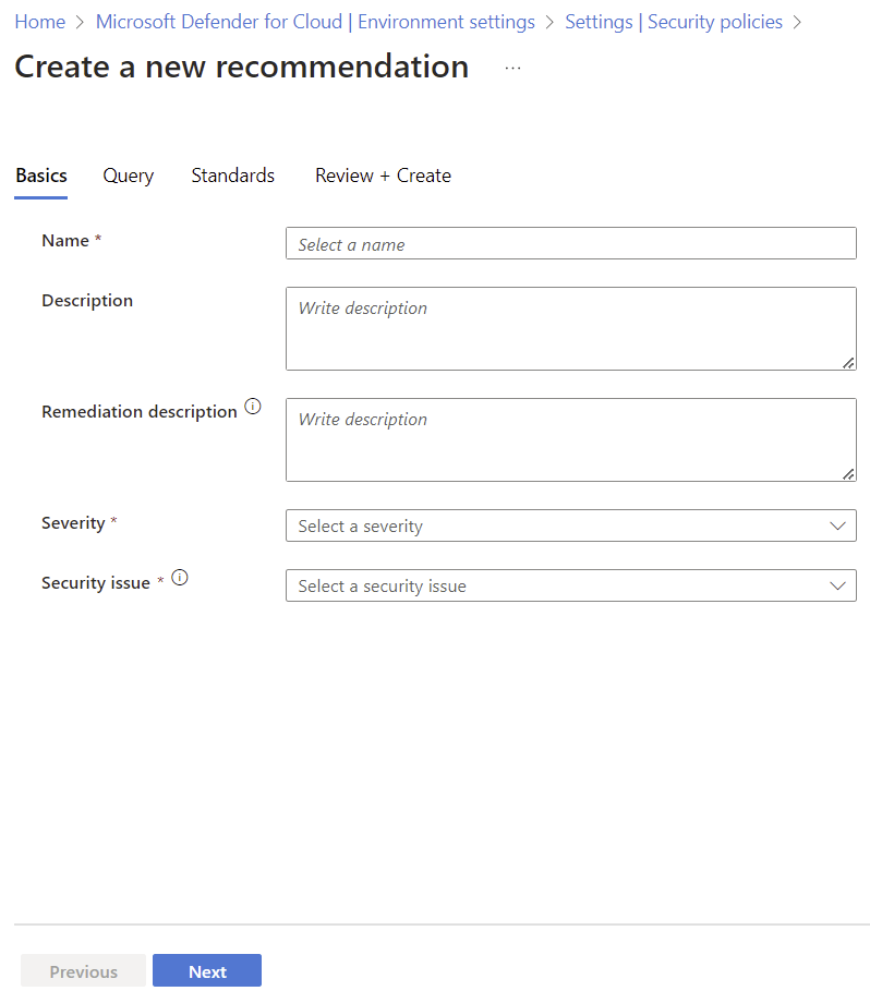 Screenshot showing where to fill in description details of recommendation.