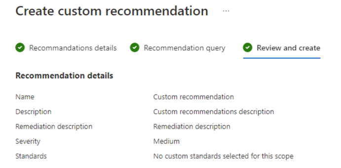 Screenshot showing where to review the recommendation details.
