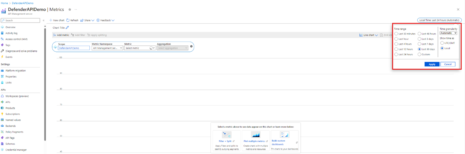 Screenshot that shows where to select metrics.