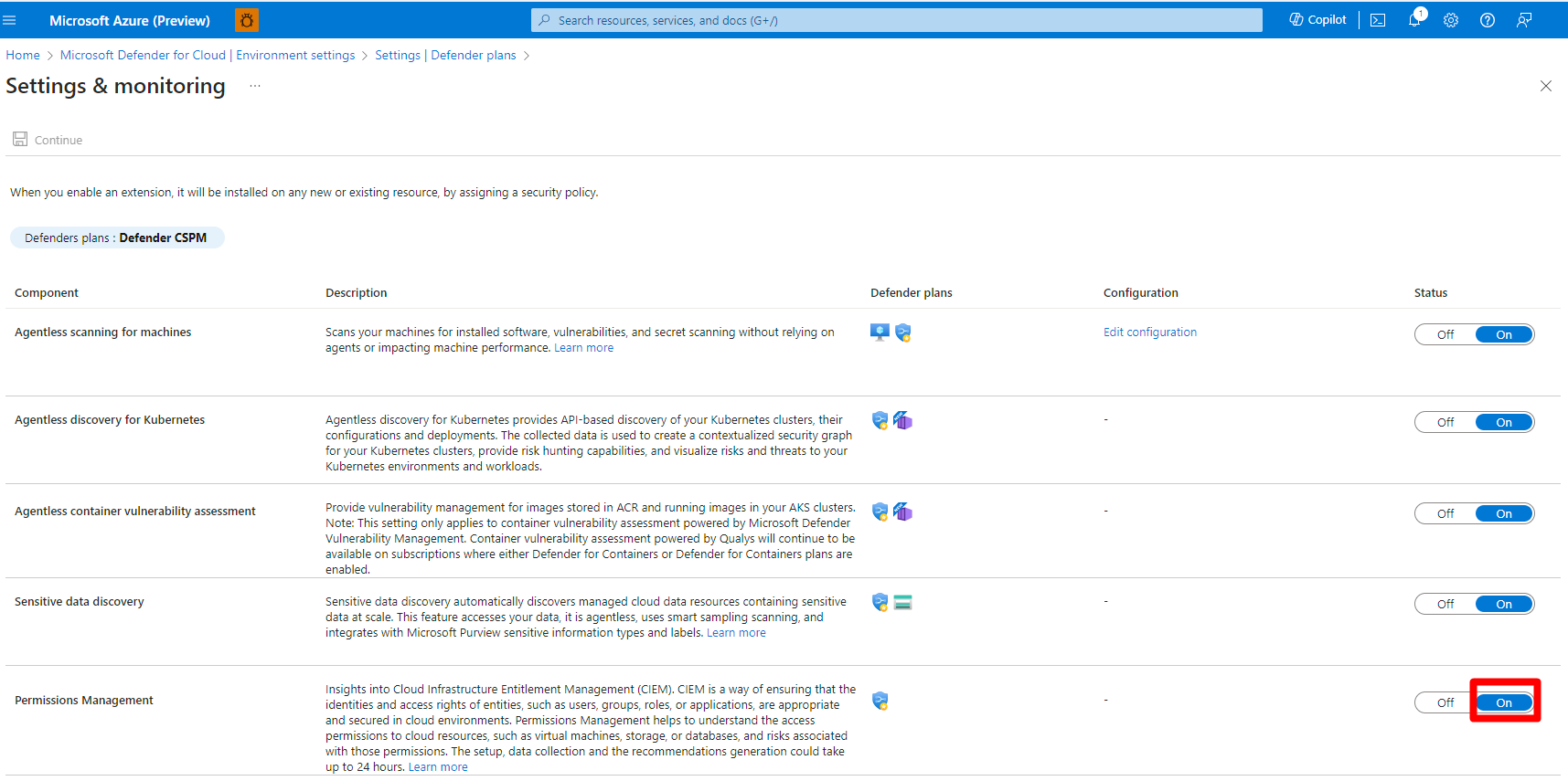 Screenshot that shows you where the toggle is for the permissions management is located.