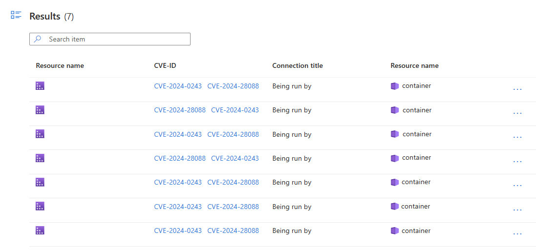 Screenshot that shows a sample of results for the vulnerable image query.