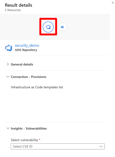 Screenshot that shows the details of the selected vulnerable code node.
