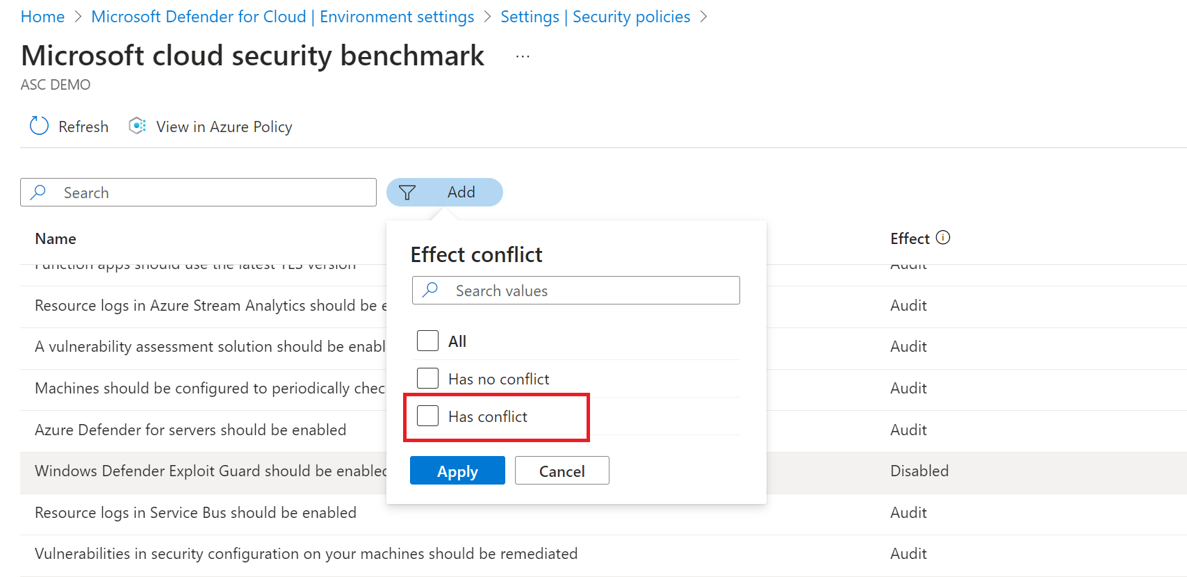 Screenshot showing how to manage assignment of standards with different values.
