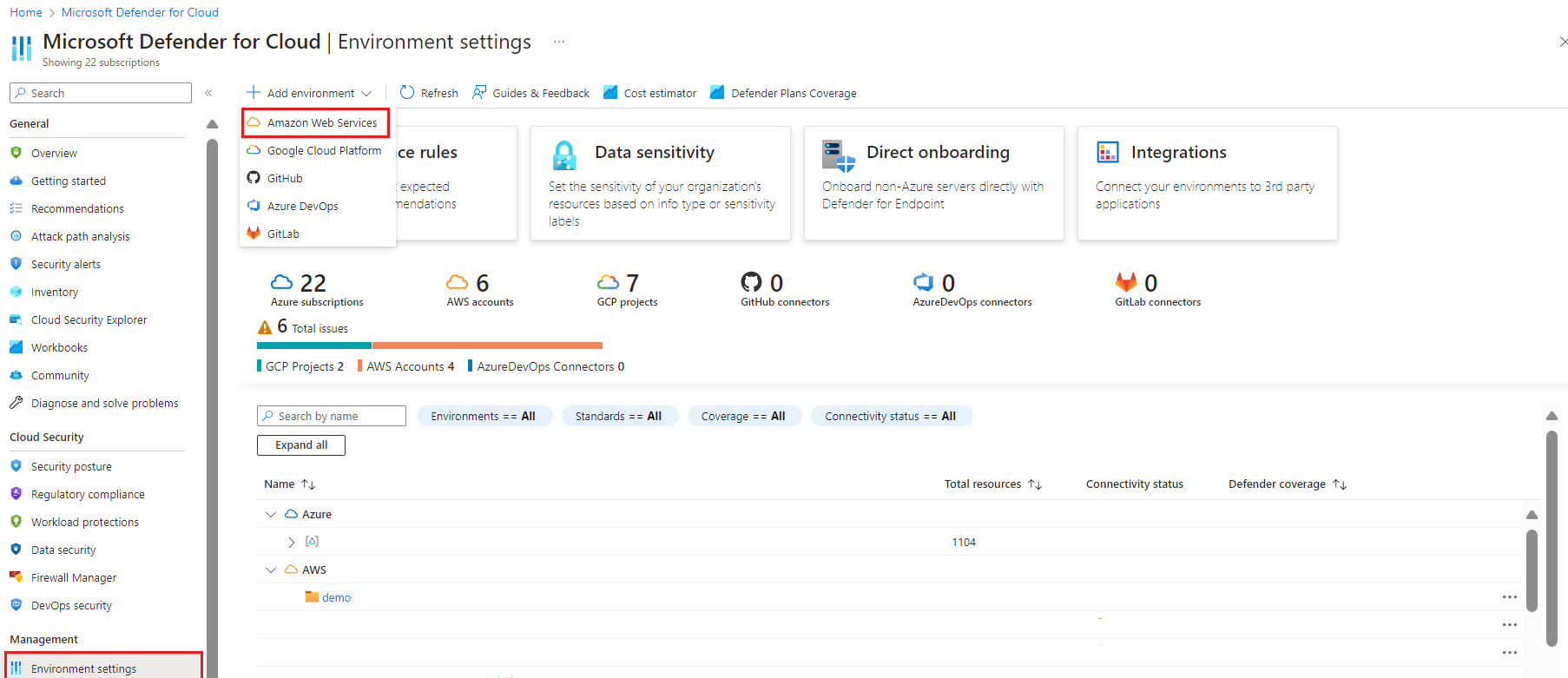 Screenshot that shows connecting an AWS account to an Azure subscription.