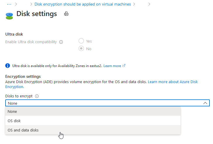 Screenshot that shows the take action button on the recommendation details page leads to the remediation options.