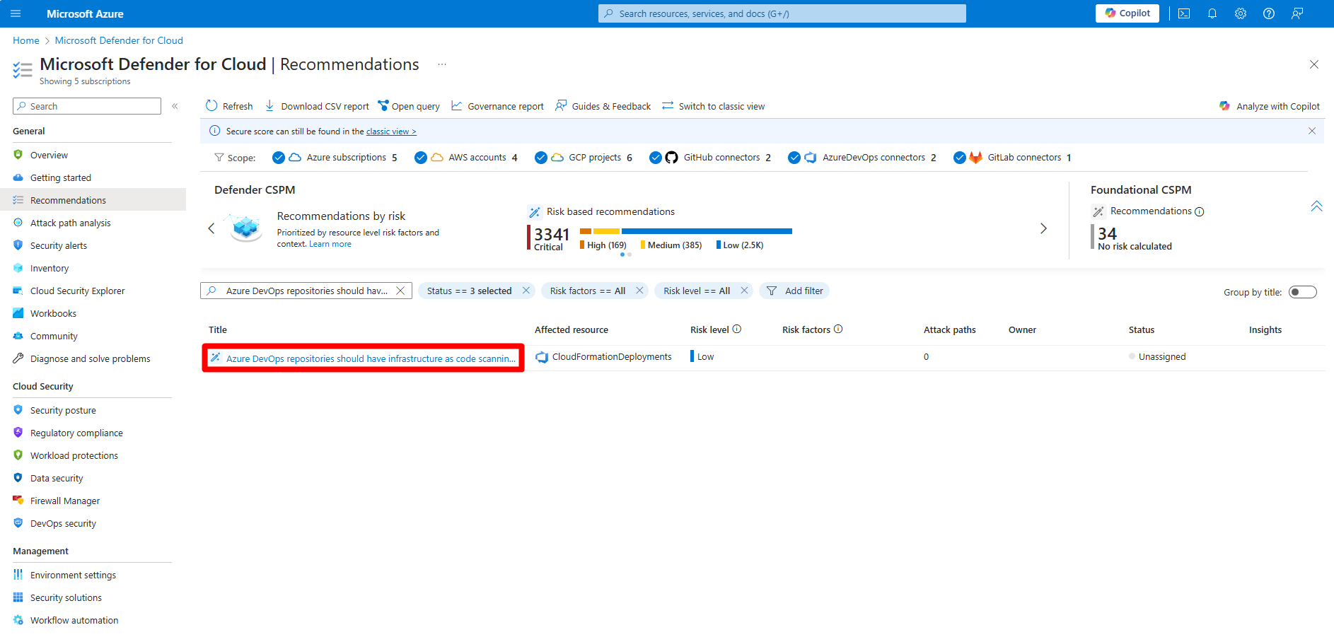 Screenshot that shows the recommendation that you searched for.